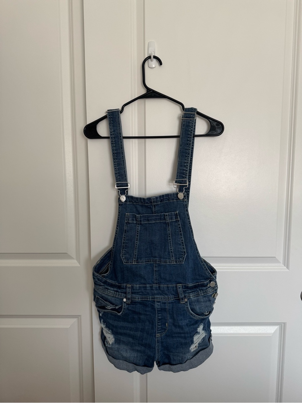 Dollhouse Dark Blue Denim Short Overalls